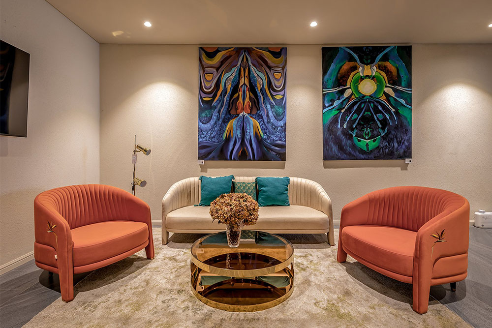Hoa tiết trên ghế sofa dài Botany